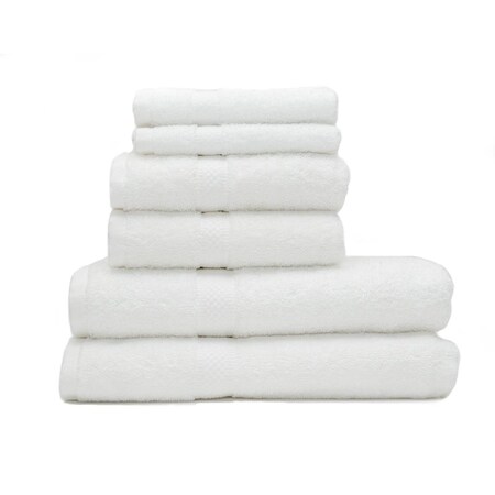 Rifz KPS Collection Soft Cotton Bath Towels, White , 6PK KPSW30561806